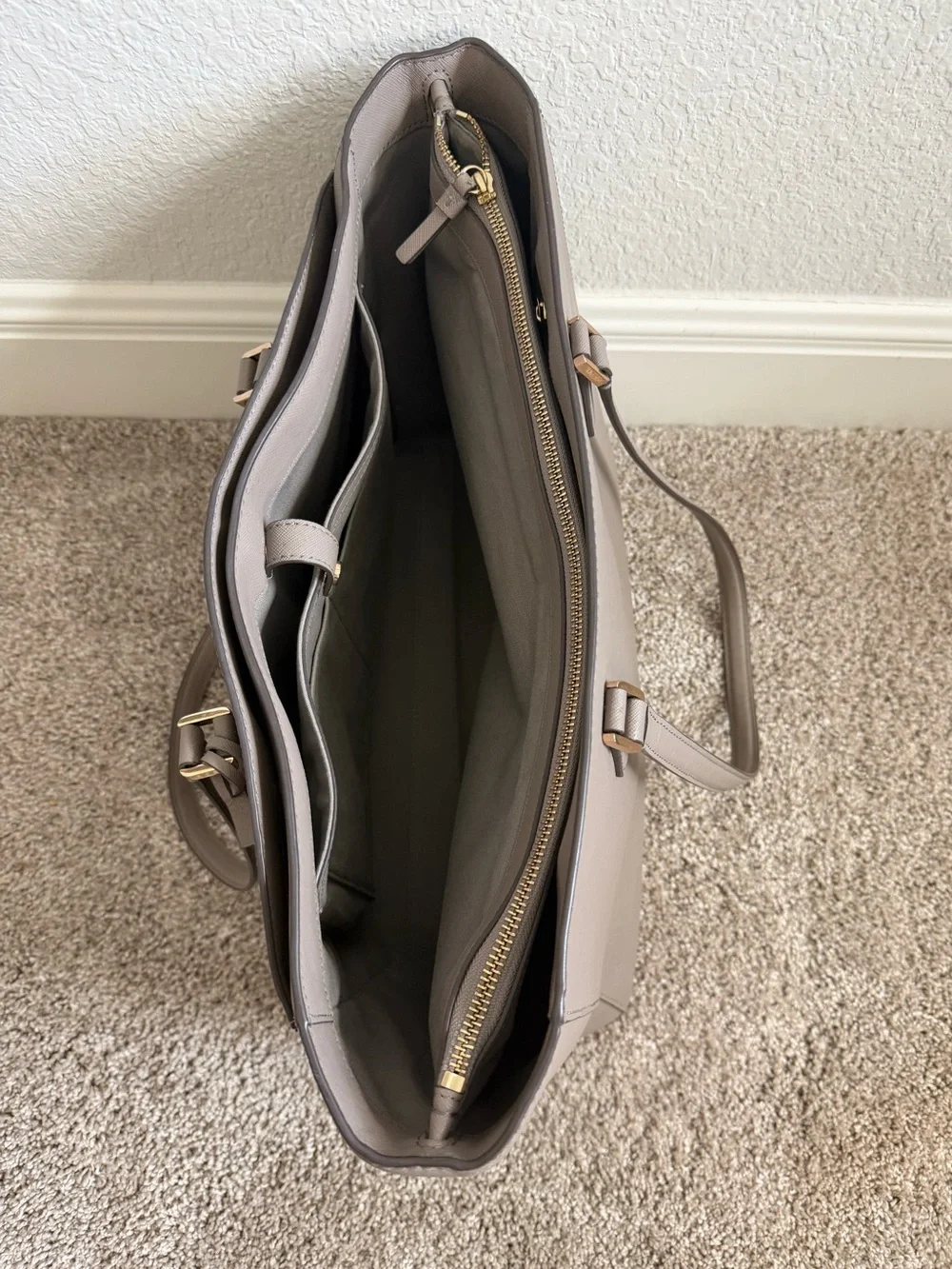 Tory Burch Robinson Large Leather Tote - Grey Heron